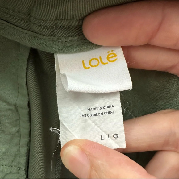 Lole Chino Tapered Leg‎ Ankle Pants Casual Cotton Blend Green Women's L x 26 - Picture 3 of 8